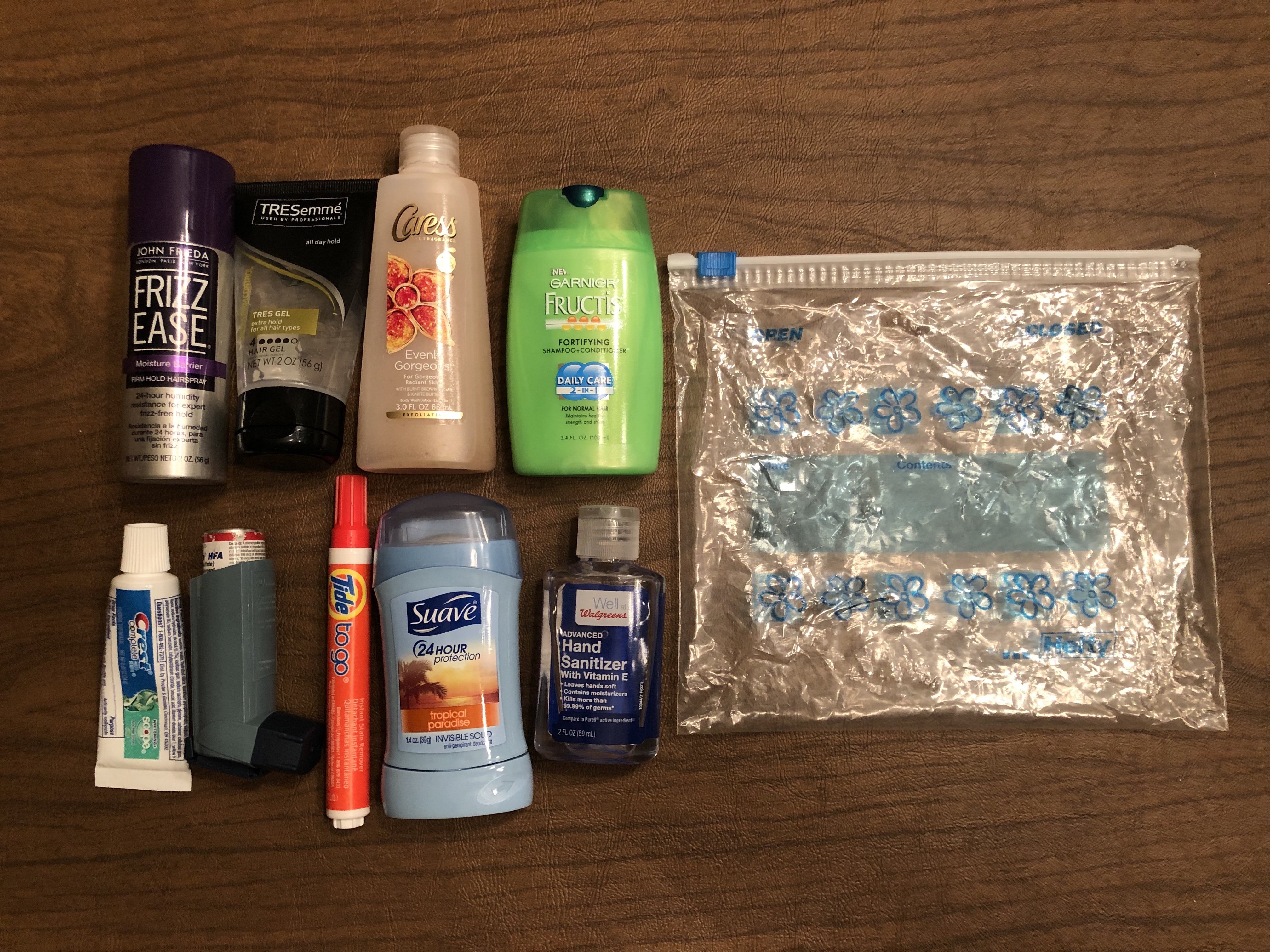 travel size toiletries american airlines